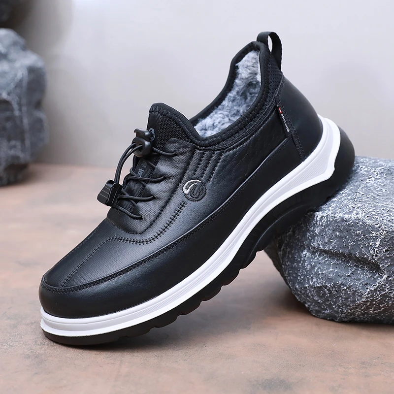 老北京布鞋冬季男鞋轻便防滑中年爸爸鞋加厚加绒保暖老人棉鞋高帮