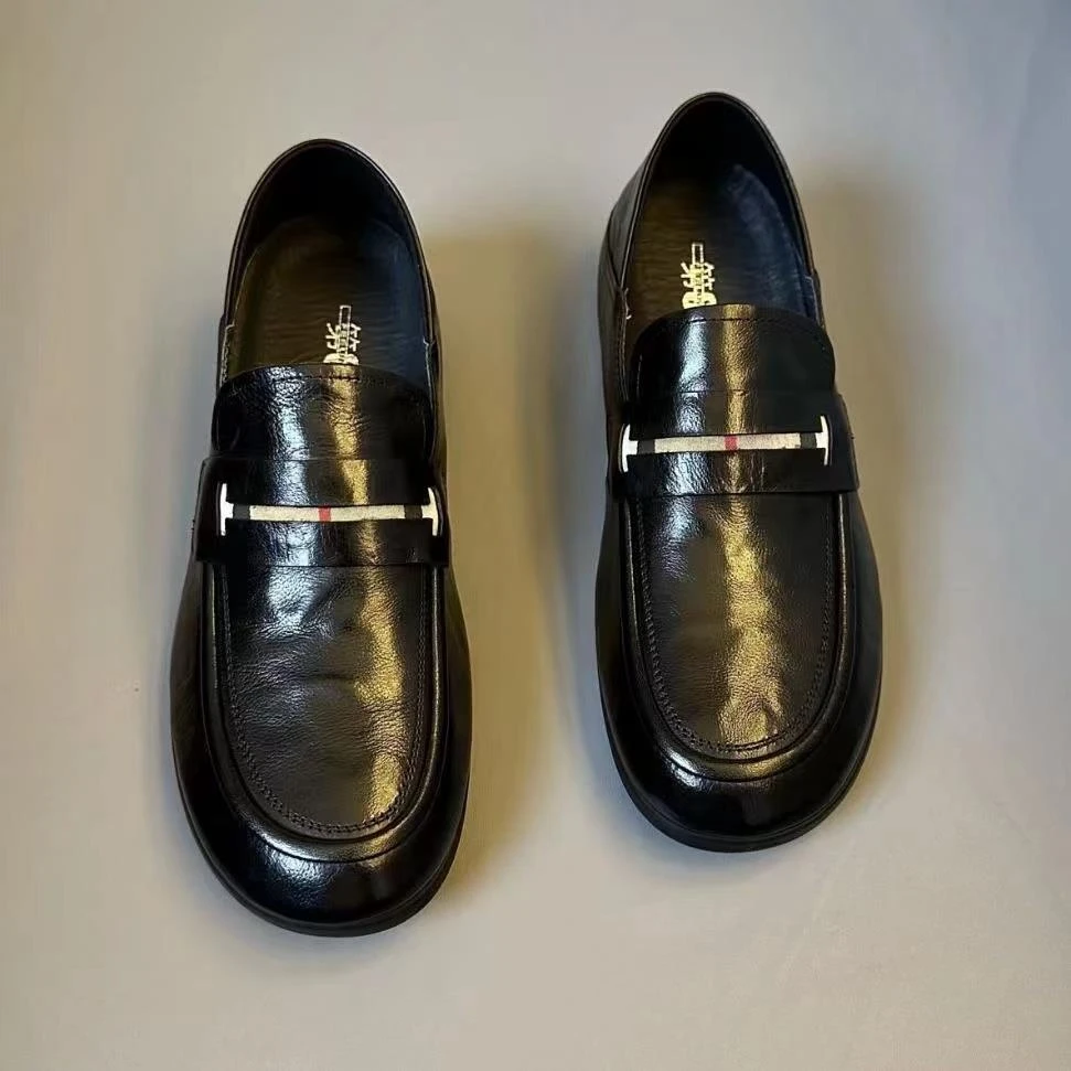 春季男鞋2025时尚百搭新款夏季商务豆豆鞋男士懒人一脚蹬休闲皮鞋