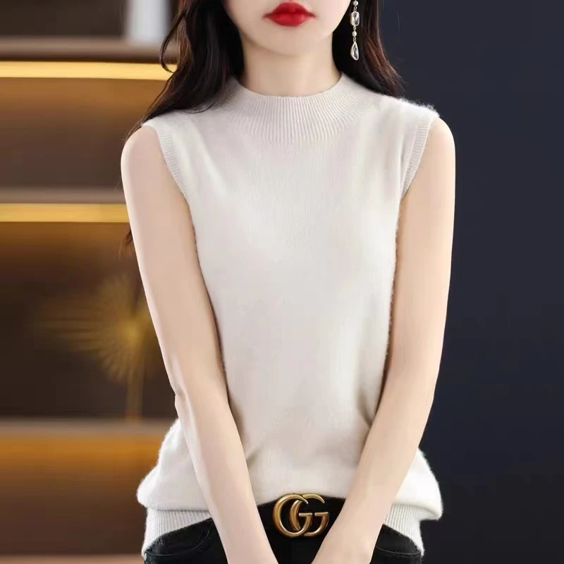 涵玖玥【100羊毛】半高领坎肩简约风实穿性气质上衣07-880