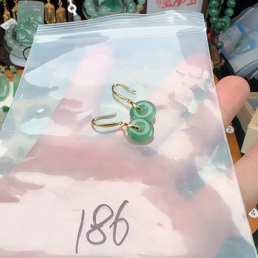 石英质玉耳环银S925镶嵌4****√