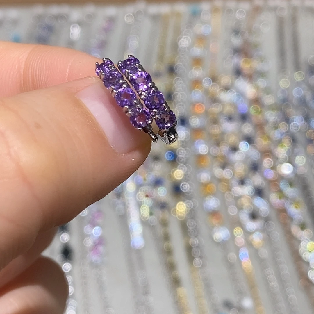 银S925镶嵌耳饰紫晶