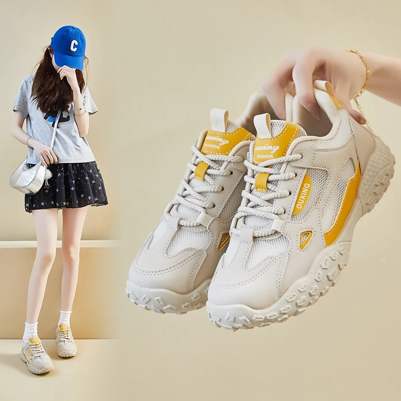 ins韩版新款老爹鞋女2025夏季学生运动休闲街拍网面透气增高