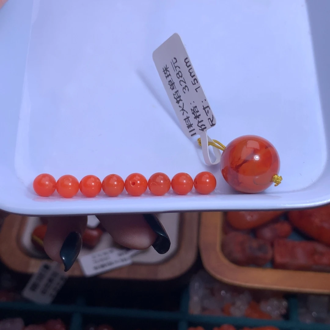 霍***园南红玛瑙未镶嵌珠宝半成品火焰单珠