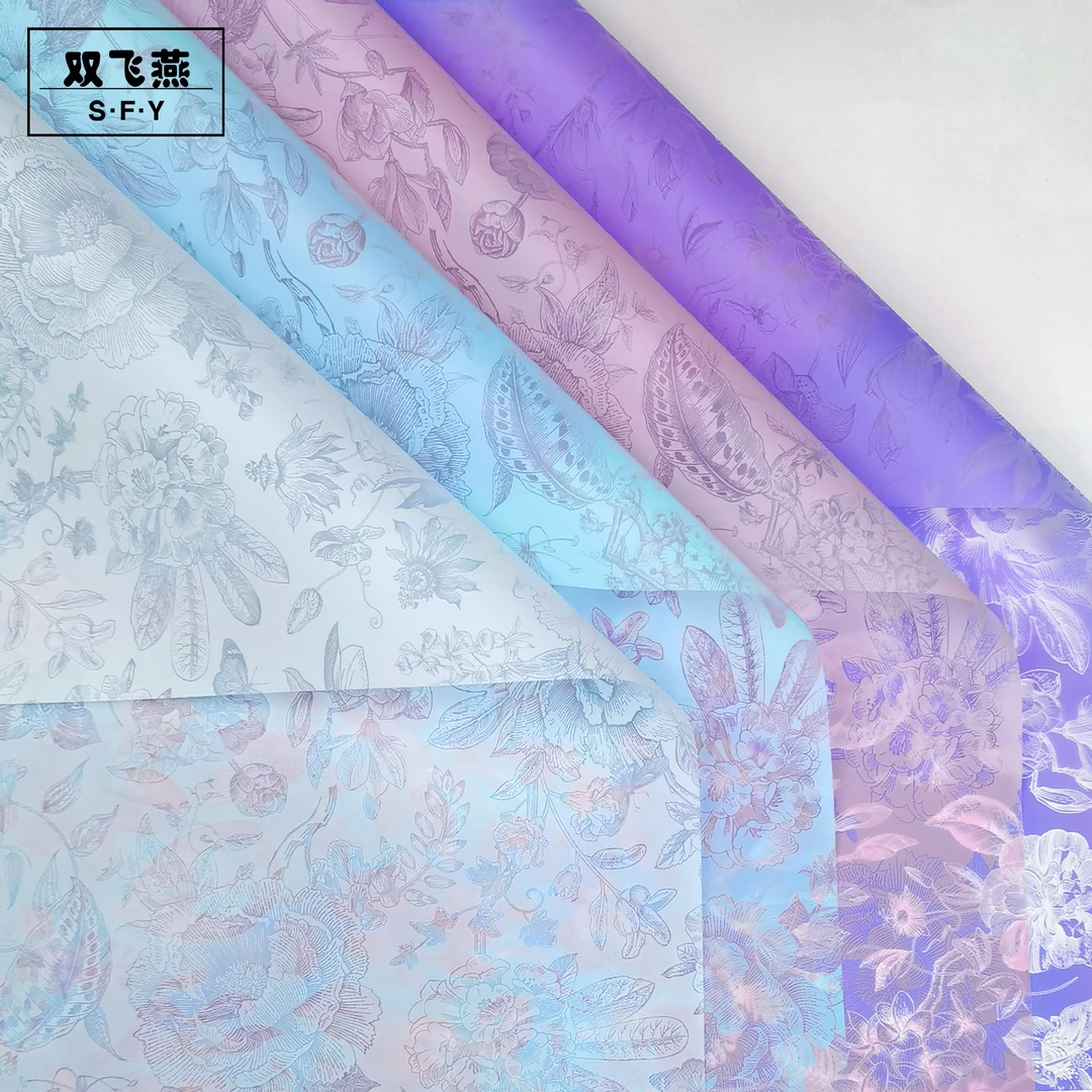 新品隐美雾面纸防水花艺包装纸印花创新设计花店diy鲜花包装资材