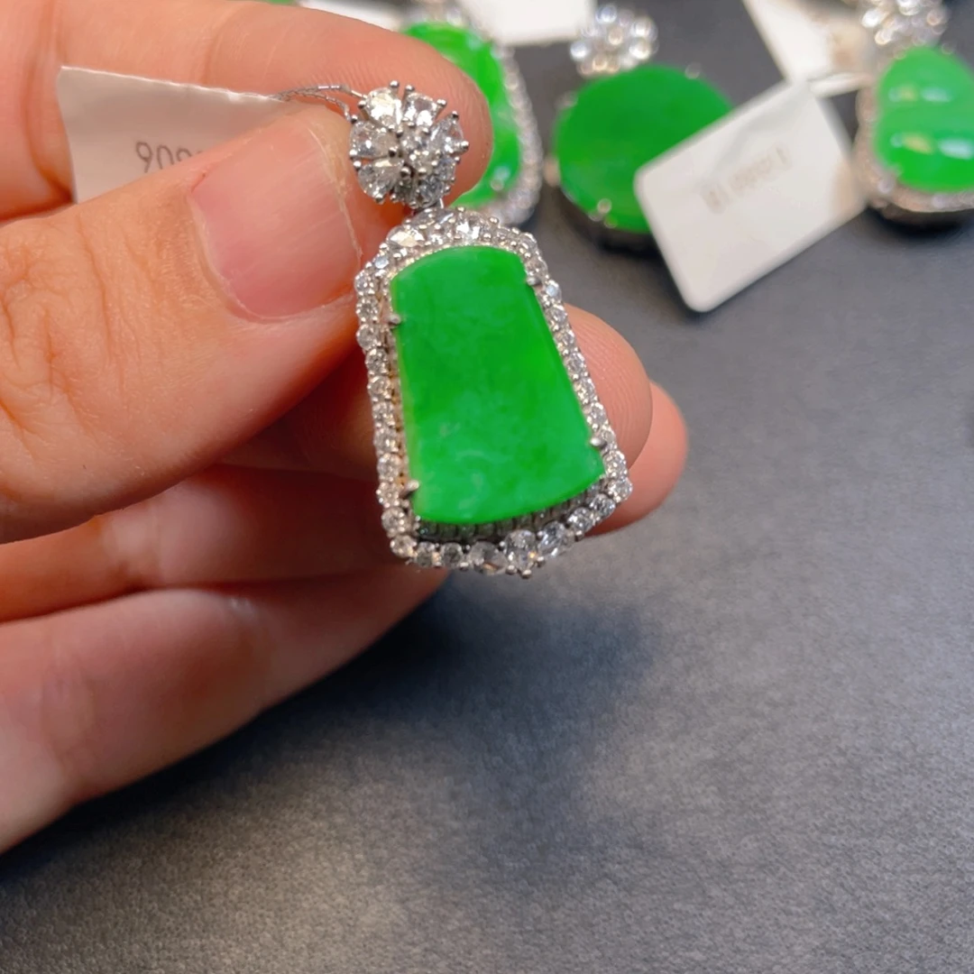 翡翠银S925镶嵌吊坠(不含链)