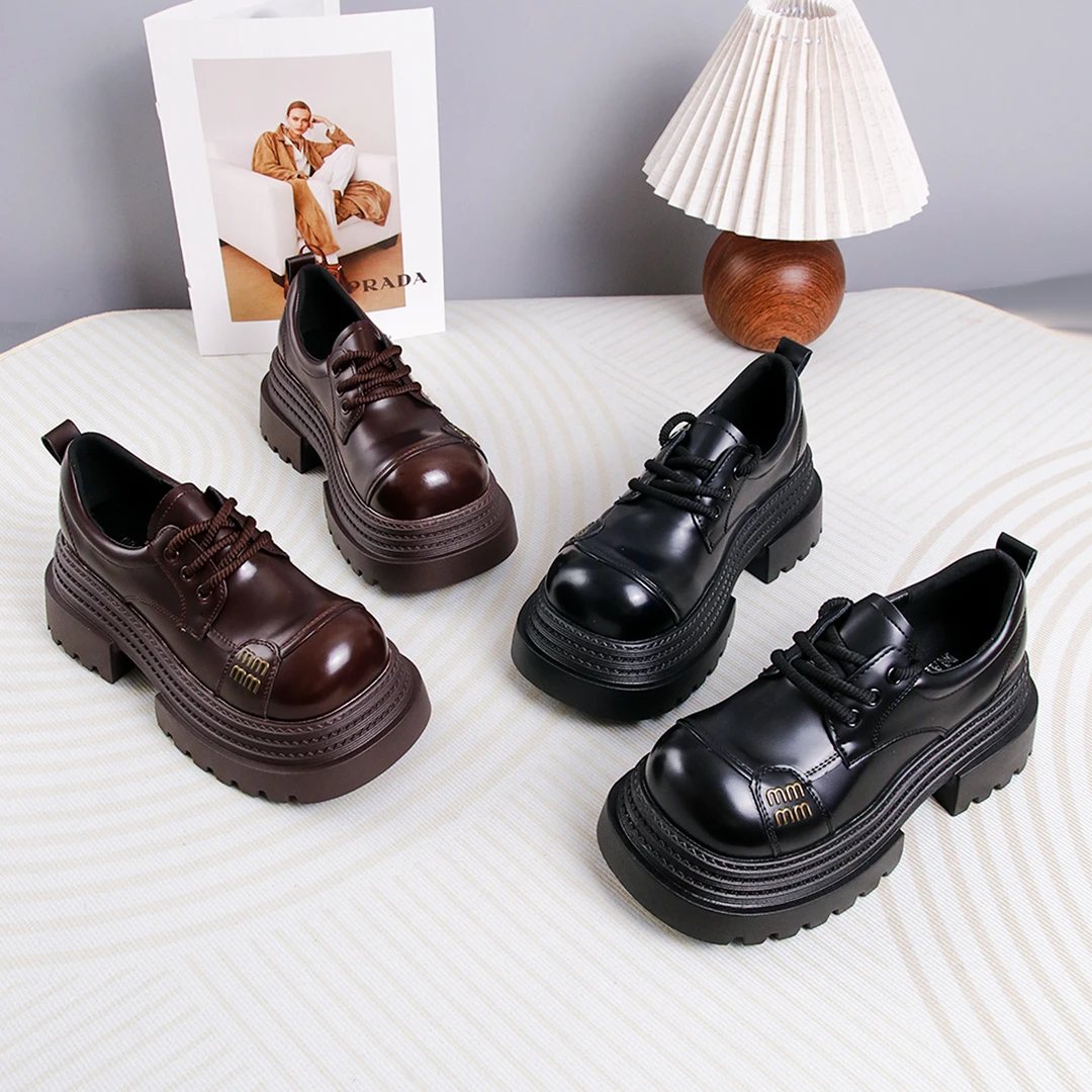 2025小个子7cm增高百搭小皮鞋春季乐福鞋单鞋舒适软底女鞋学生F96