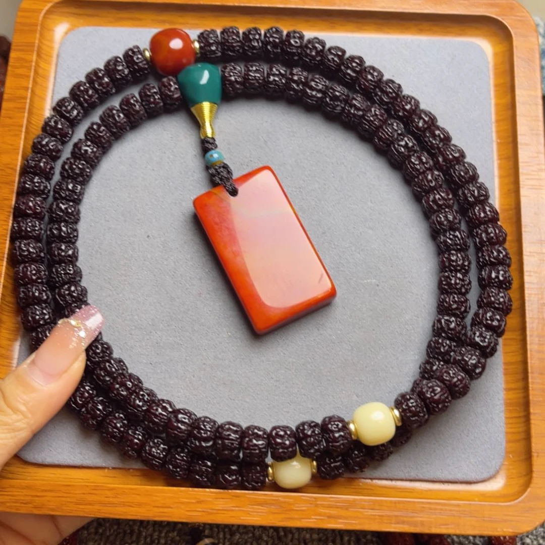 金刚菩提吊坠仰****?藏式直切一代龙黑金