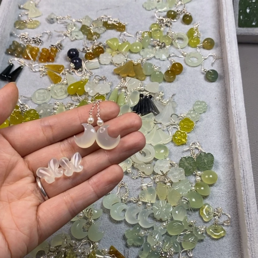 【闪购商品】未镶嵌蛇纹石玉挂件耳饰耳环项链太****