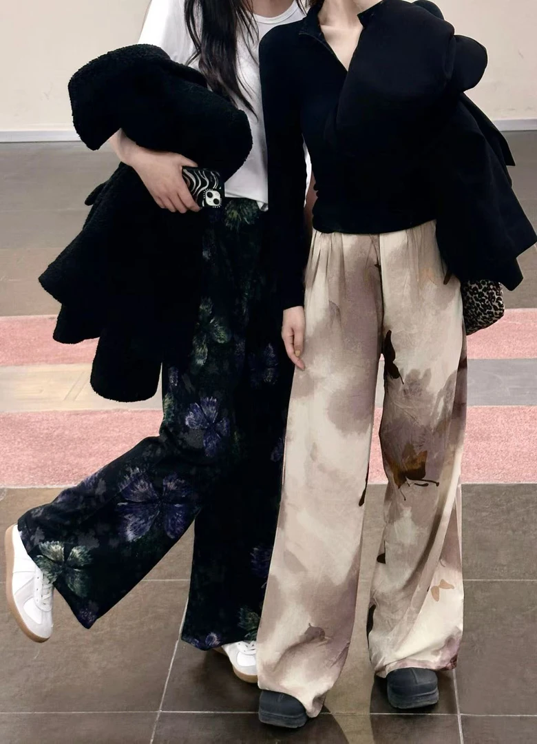 【粉丝现货】棉绸休闲家居裤加长高腰宽松凉凉遛弯裤夏女阔腿防蚊裤