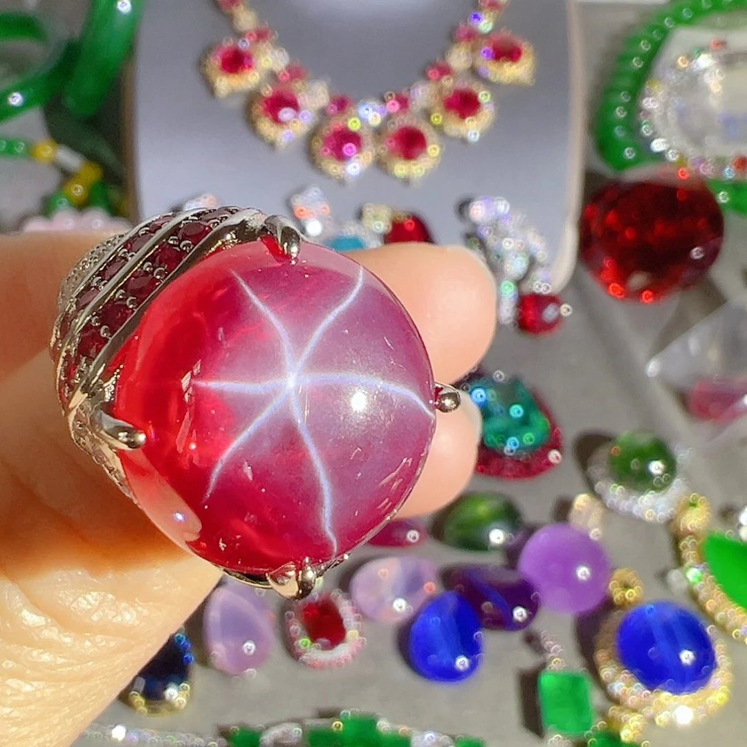 花岗石钨合金红色蓝色吊坠