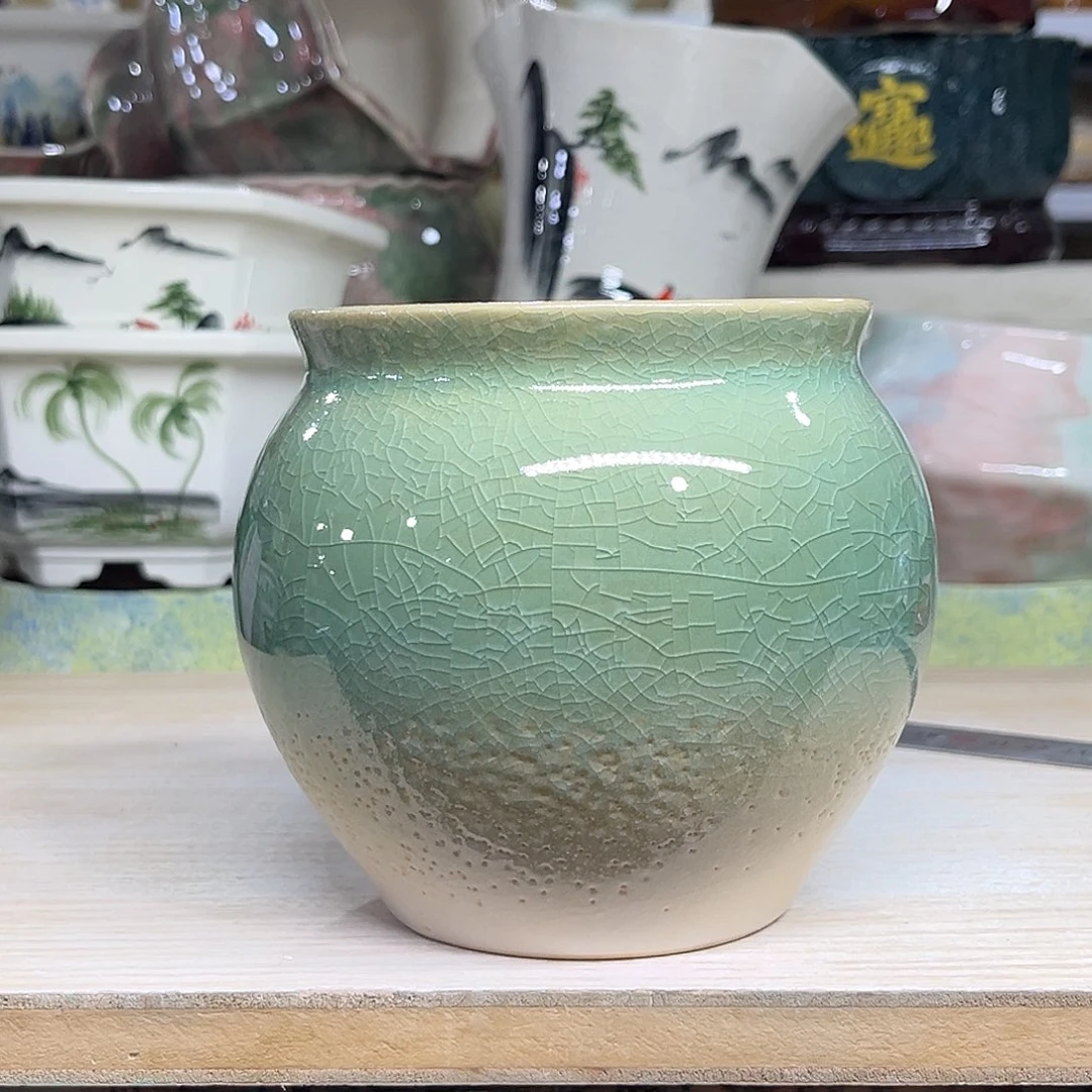 陶瓷绿植多肉微瑕花盆外口径：10.5*12打孔