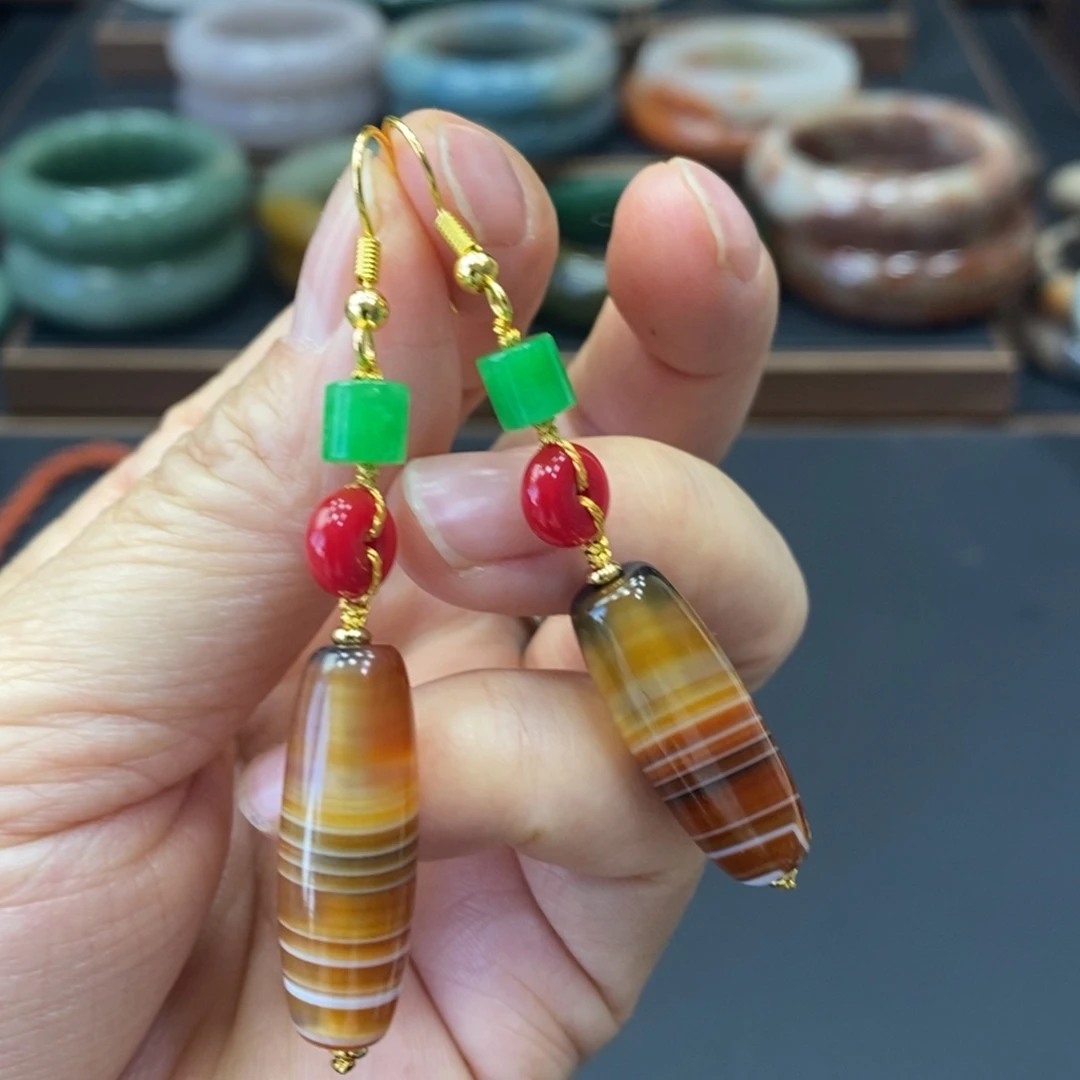 玛瑙/玉髓未镶嵌耳钩