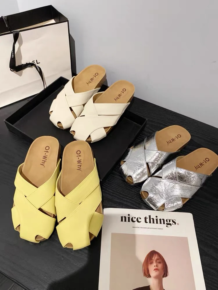 平底百搭纯色包头凉鞋凉拖包头拖韩版法式镂空厚底