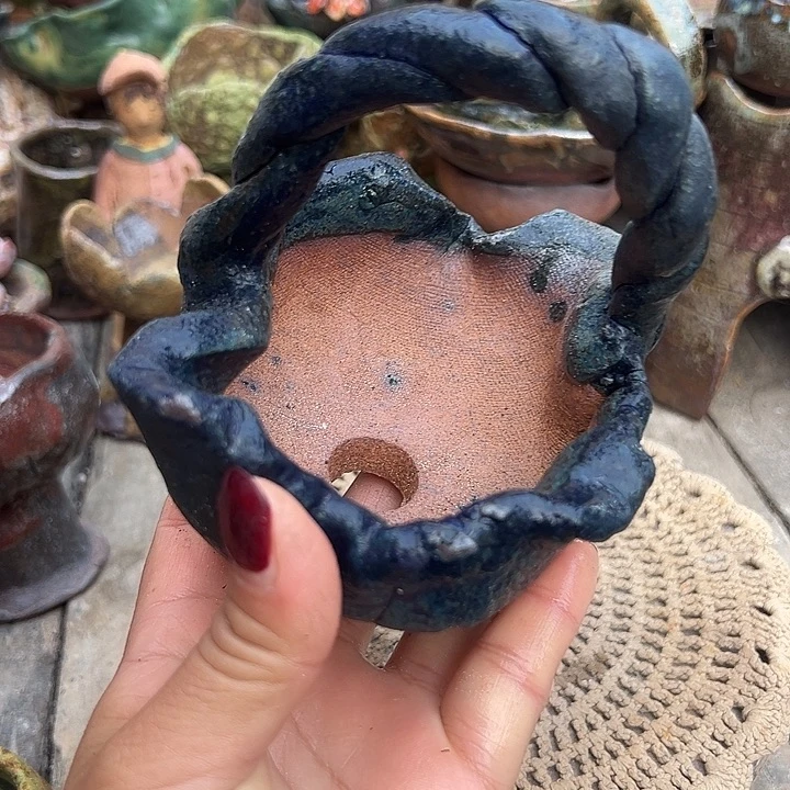 粗陶手工高温花盆