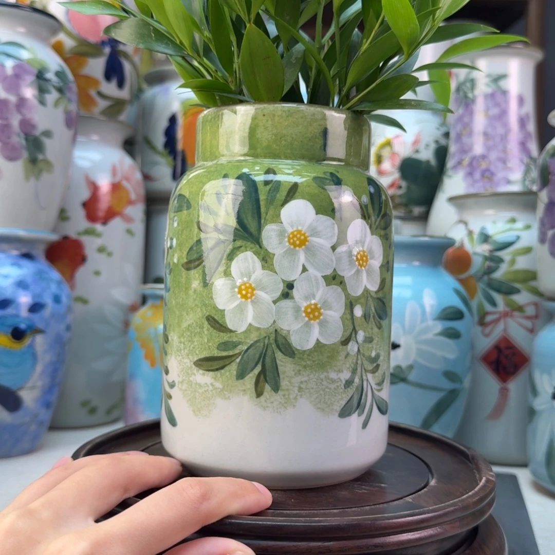 景德镇陶瓷手绘花瓶无孔