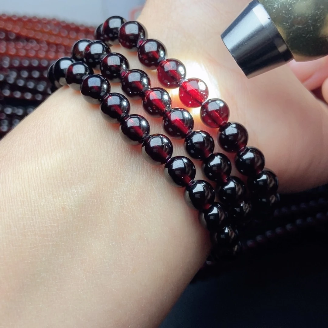 未镶嵌手链石榴石7酒红色9A高品质