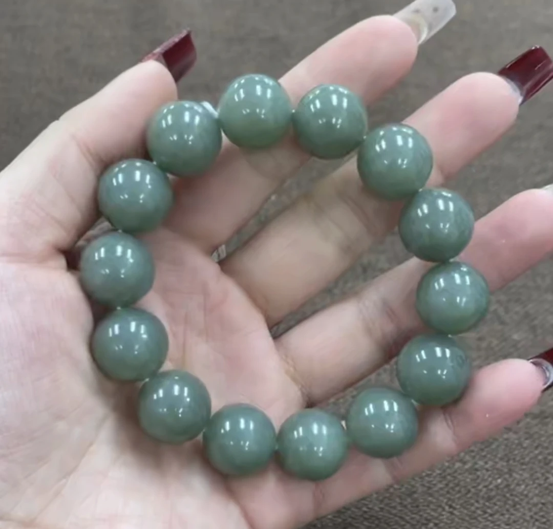 A116纯天然新疆和田玉且末蓝正蓝卡16mm手串