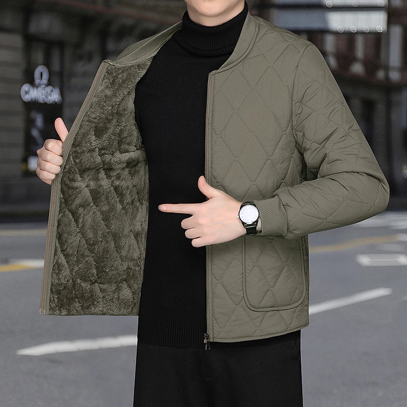 秋冬季立领棉服外套男士加绒中老年保暖内胆男内穿短款加厚小棉袄