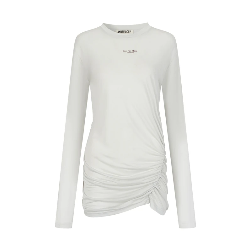 ANNAMOOER2025春夏下摆抽褶打底衫T恤女688dopdop买手店