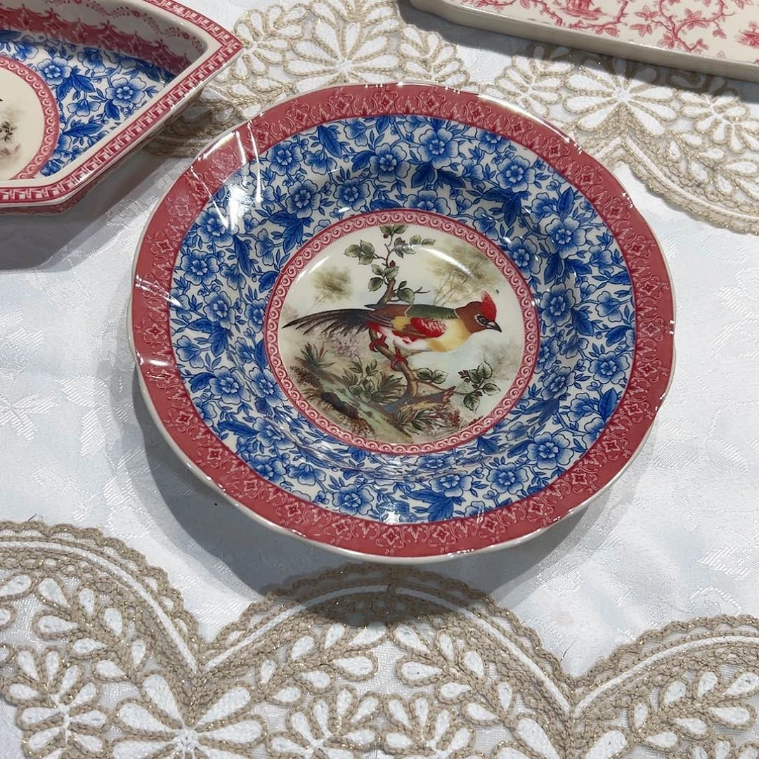 陶瓷0311福利红金雀餐盘赏盘