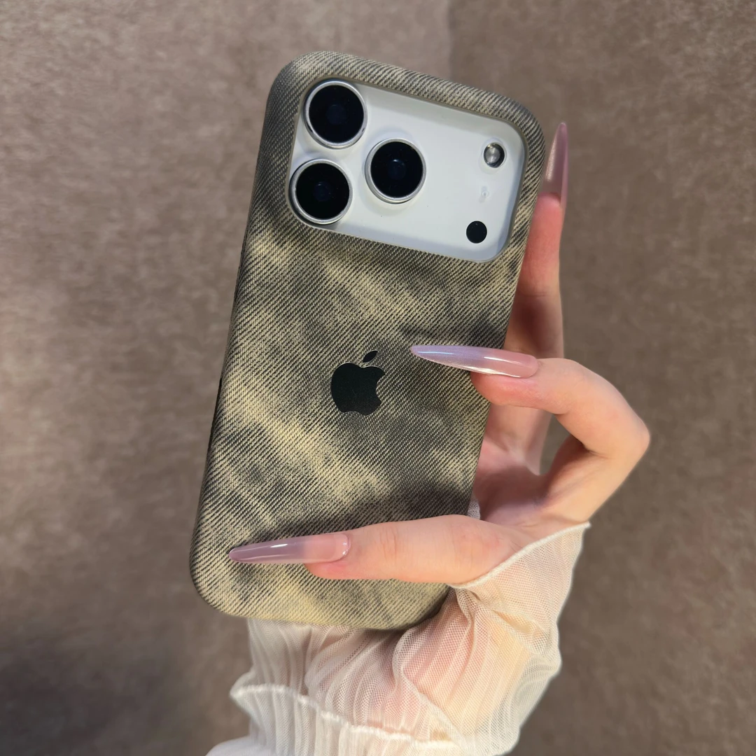 简约肤感牛仔布适用苹果17手机壳iPhone16promax小众15网红14女款