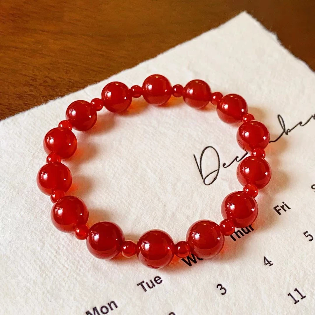 天然红玛瑙10mm单圈简约百搭气质手串-861