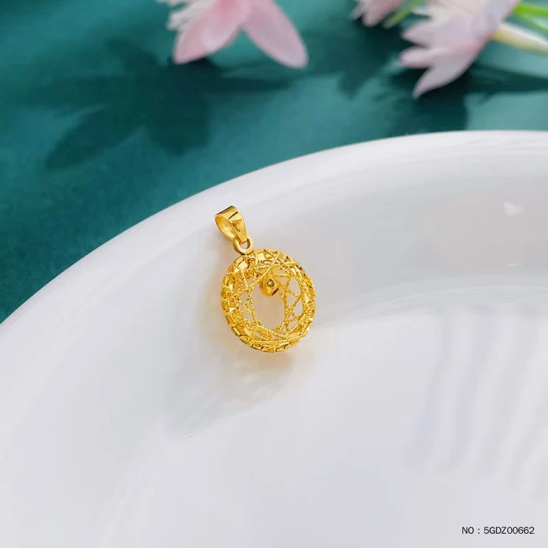 足金999 空心绕线工艺灵动金珠圆环吊坠1.51克