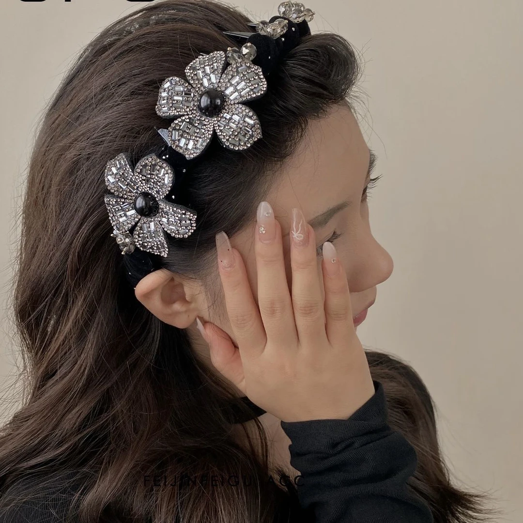 新疆包邮【SP351】花朵亮钻发箍