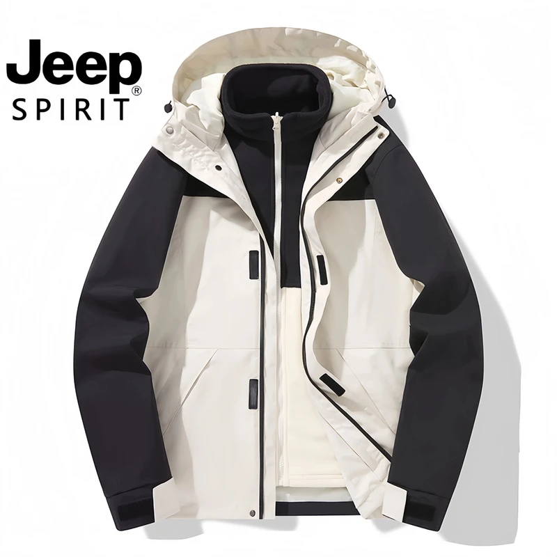 JEEP吉普三合一冲锋衣可拆卸防水防风防污户外登山高品夹克外套
