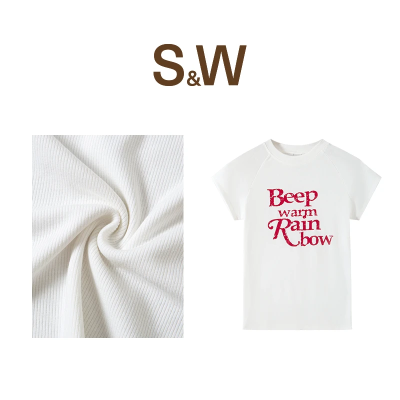 【淼淼专属】S&W速惟圆领字母T恤女夏透气简约休闲百搭短袖4444