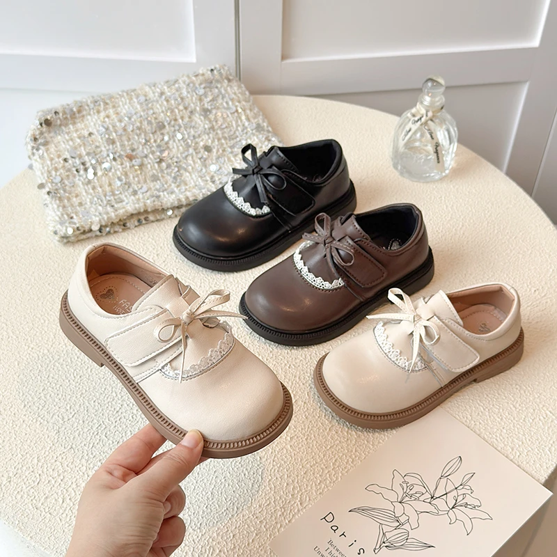 女童公主鞋2025春秋新款宝宝小皮鞋时尚软底防滑小女孩蝴蝶结单鞋
