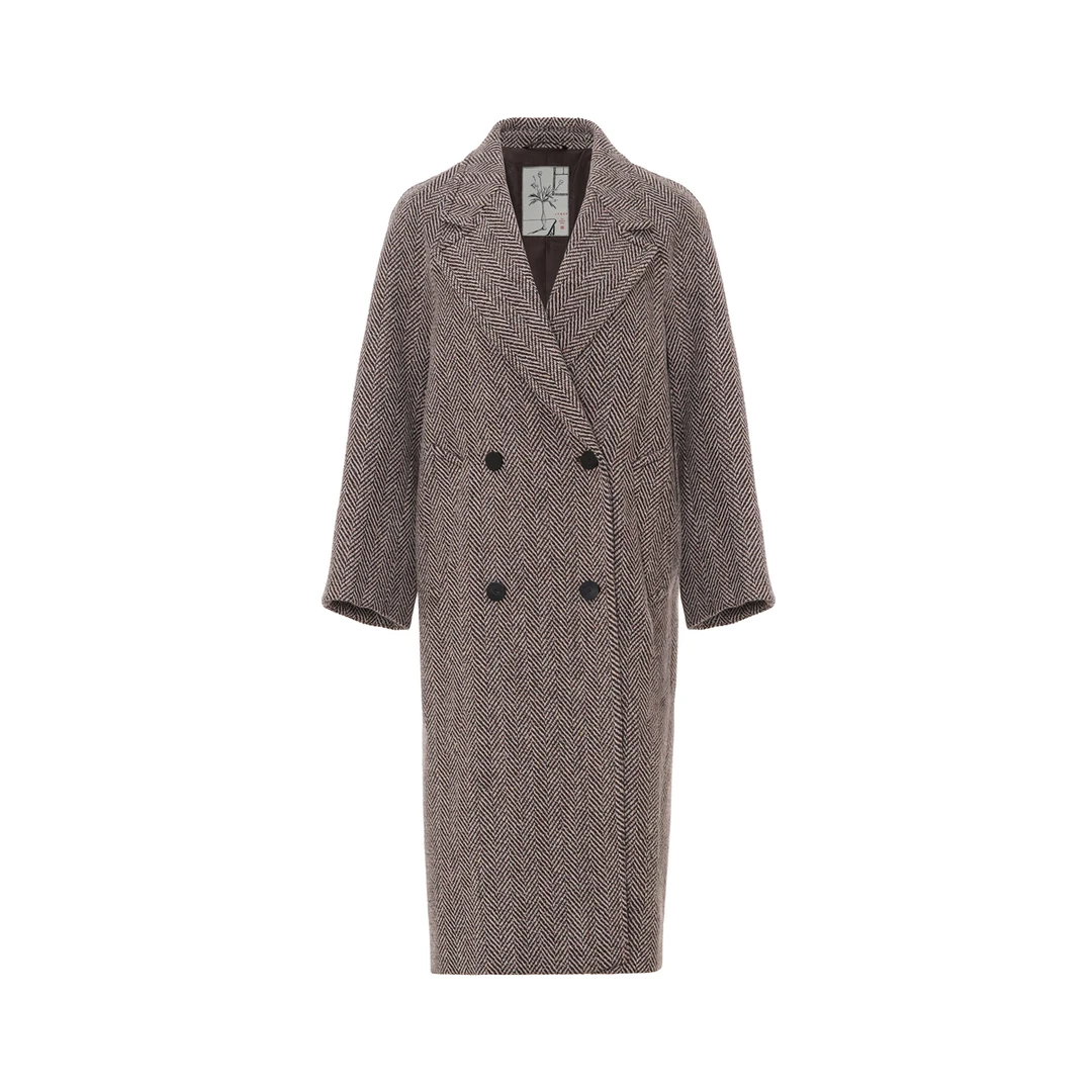 LYNEE【黑标系列】复古人字纹粗花呢翻领宽松大 LGD2EAW106