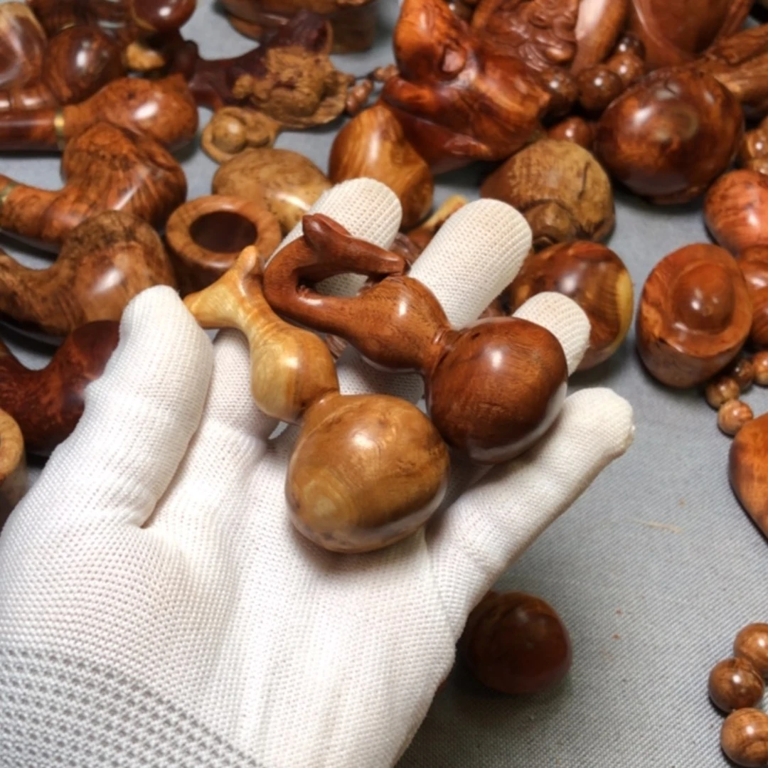 【闪购商品】木文*麻梨疙瘩火琉璃手把件
