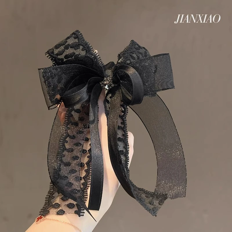 2025年新款皮筋网纱飘带蝴蝶结头绳扎马尾发绳精致发饰高级感头饰