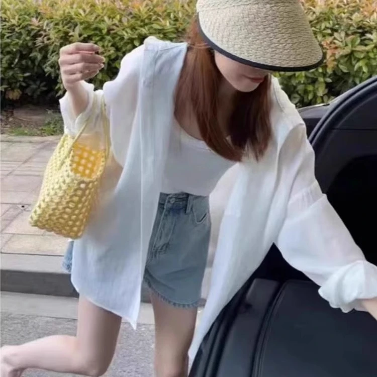 防晒衬衫外套女薄款夏季新款小个子宽松显瘦高级感连帽透气上衣潮