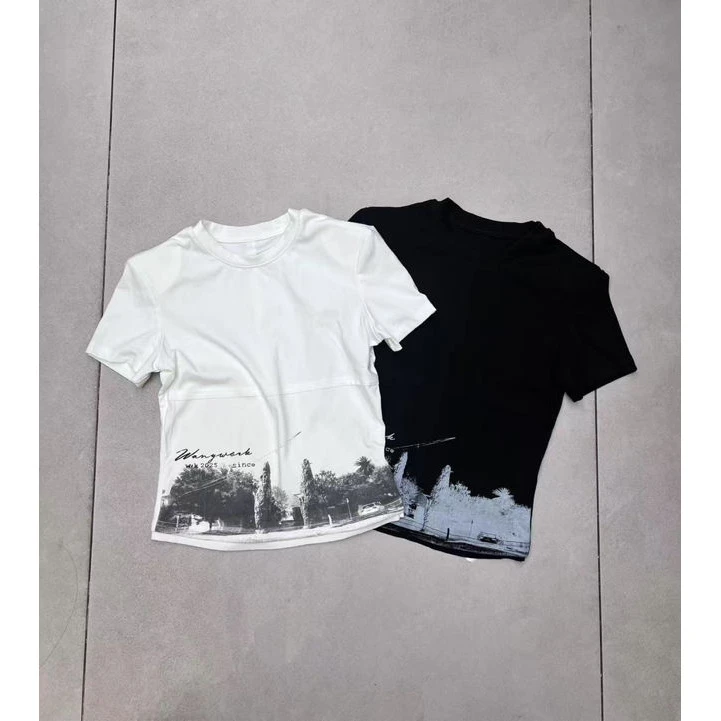 【南油徐哥】设计师款大树印花短款圆领短袖T恤3252