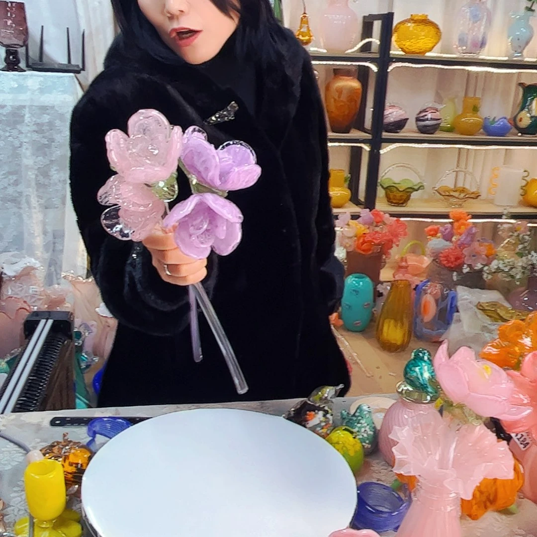 2朵并蒂莲福利 家悦琉璃工艺品