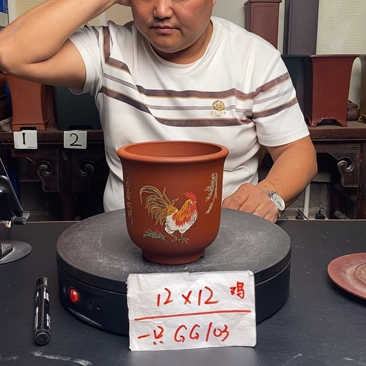 紫砂花盆货号一只GG103