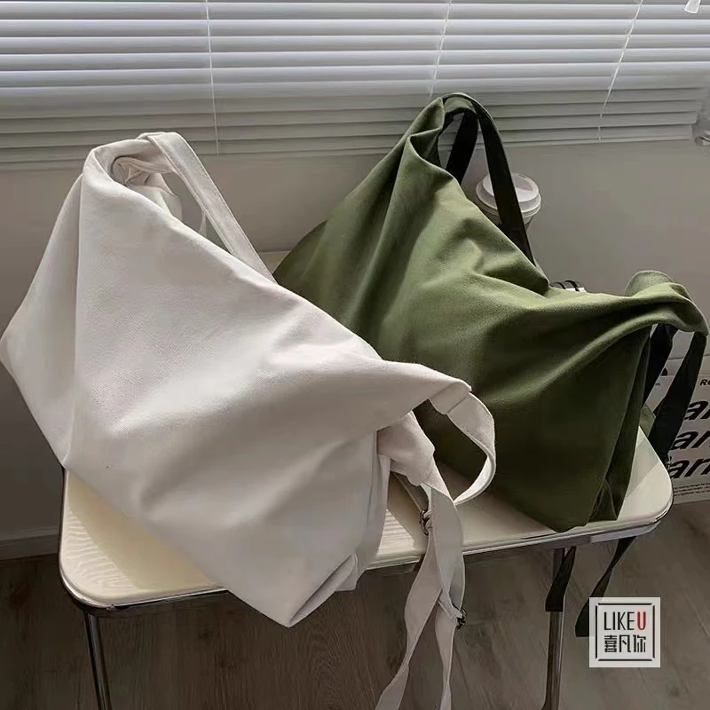 原创自制沈翊同款休闲托特瑜伽学生文艺大容量单肩斜挎帆布包男女