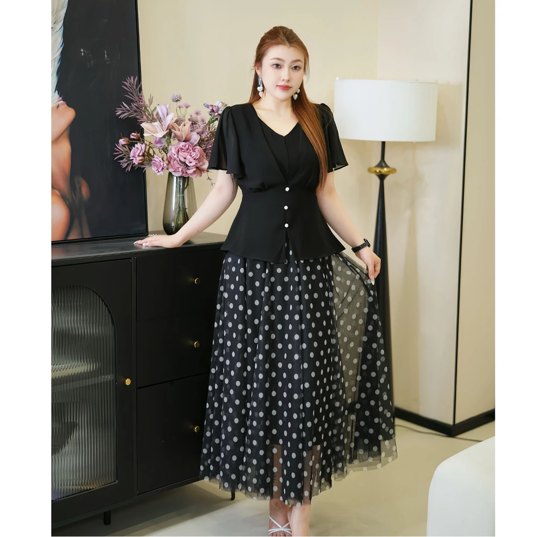 【上衣】XYD71646飞飞袖V领修身时尚透气百搭显瘦薄款大码女装上衣