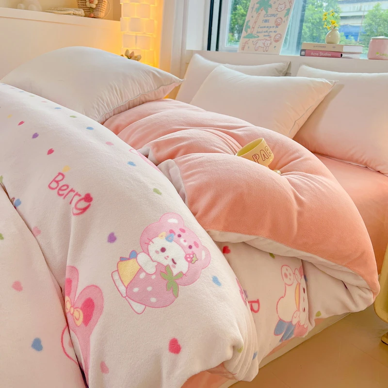 冬季牛奶绒被套单件150x200x230加厚加绒雪花珊瑚绒被罩1.5米床品