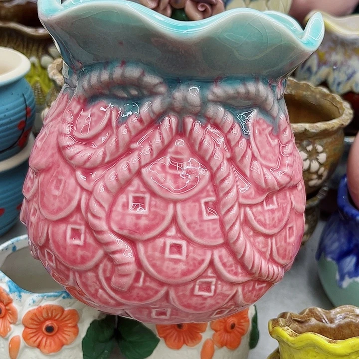 多肉绿植陶瓷花盆9.9包邮，有孔