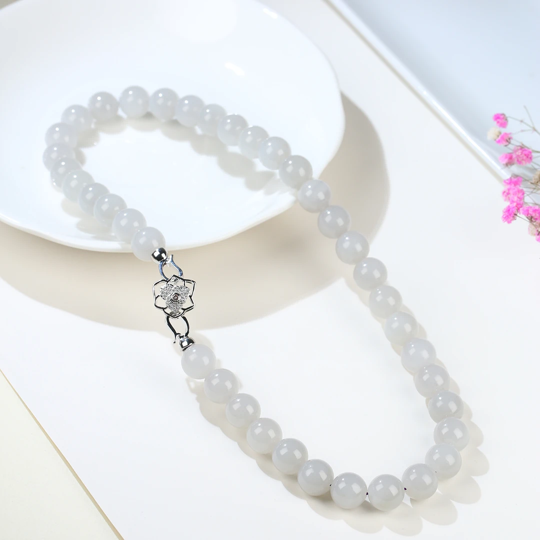 【麦子家族秋季特惠】天然和田玉项链卡11-12珠子百搭XL301