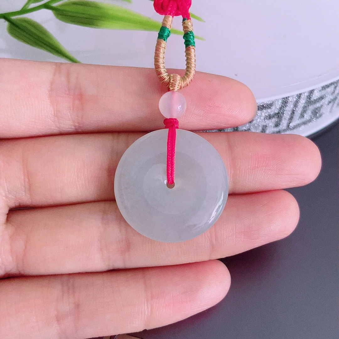 冰润好种晴底平安扣吊坠天然翡翠A货 24.8×5mm