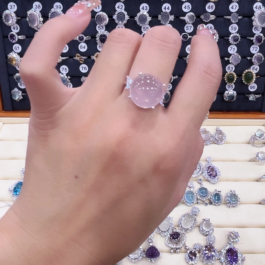 蛇纹石玉银S925镶嵌戒指