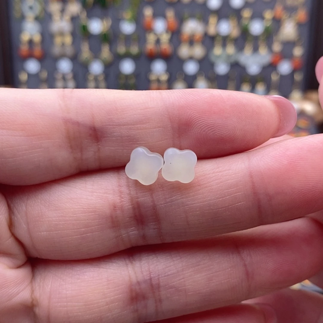 银S925镶嵌和田玉耳饰