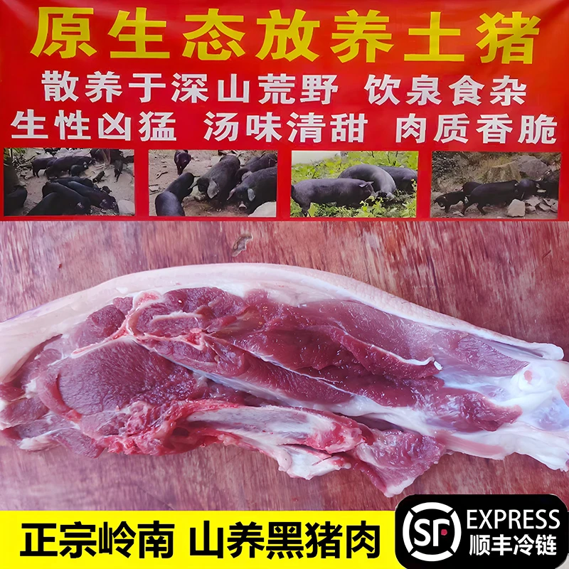 【顺丰包邮】岭南跑山黑猪原生态农家散养土猪瘦肉猪蹄肉五花肉排骨