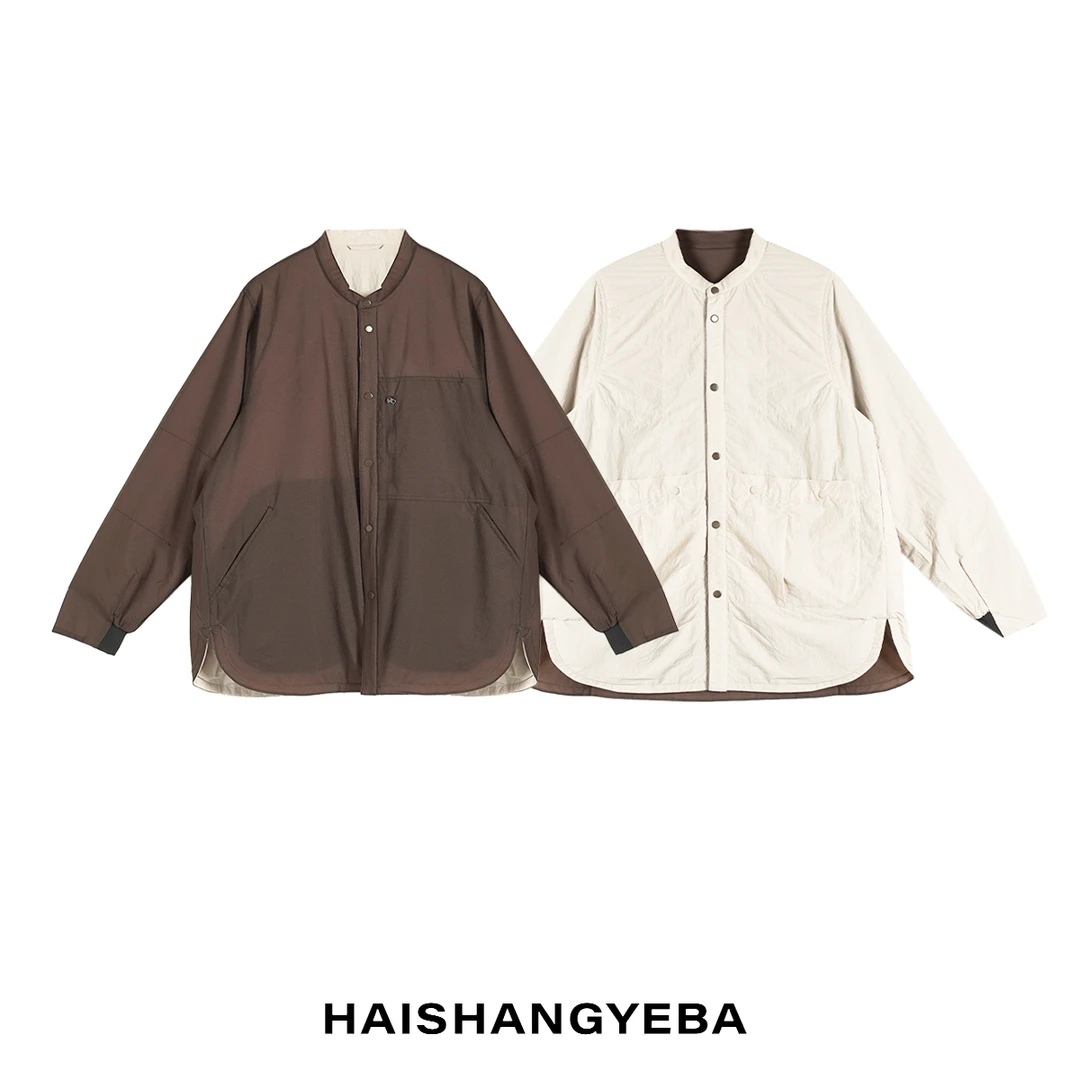 【海上叶爸】新款2025秋冬百搭锦纶圆领纽扣休闲保暖通勤棉服