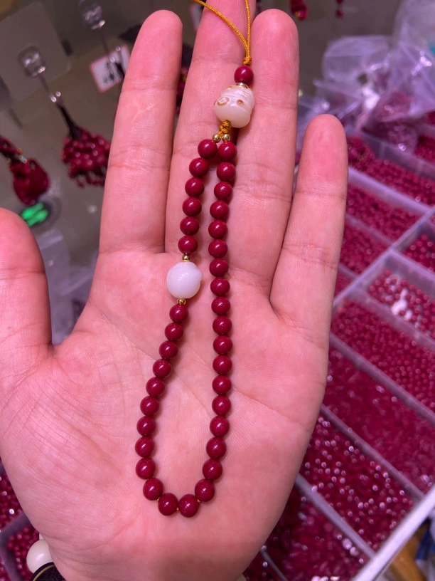 含辰砂工艺品天然朱砂猫爪手机链挂饰女精致串珠手机挂绳手腕绳