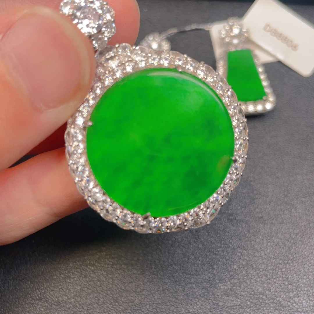 翡翠银S925镶嵌吊坠(不含链)